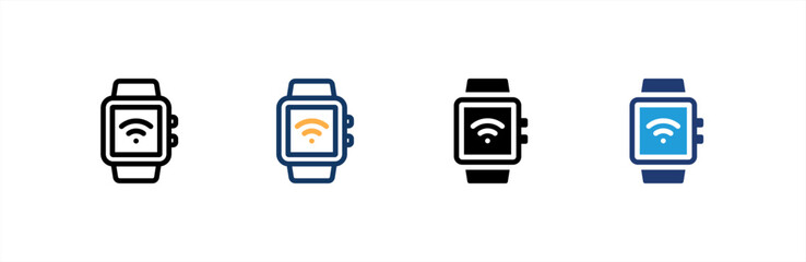 Smartwatch icon set multiple style collection. Vector illustration.