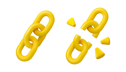 Link and unlink chain vector 3d icon. 