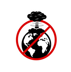 Stop world war and nuclear war symbol icon, white background vector