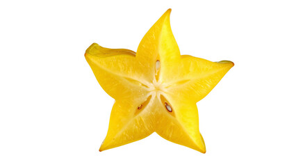 Fototapeta premium Golden star anise and yellow carambola slices are isolated on white, perfect for festive food or Christmas decoration