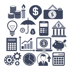 Financial Planning Icons Investment, Savings, Banking, and More
