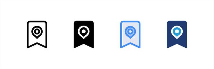 Bookmark icon set multiple style collection. Vector illustration.