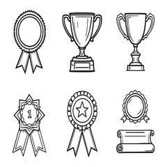 Minimalist Outline Style Award Ribbon Vector Artwork