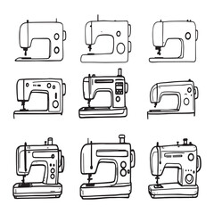 minimalist sewing machine outline drawing artwork