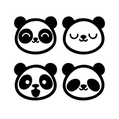 Cute panda faces in various expressions, perfect for kids' designs.