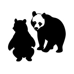 Silhouette of a Panda Bear and Cub