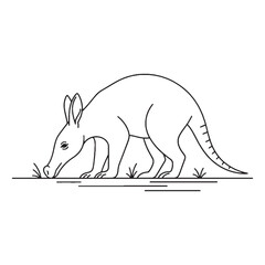 Charming Cute Aardvark Vector - Playful Aardvark Lineart - Friendly Aardvark Icon - Whimsical Vector Lineart of Aardvark Cartoon for Children's Books.

