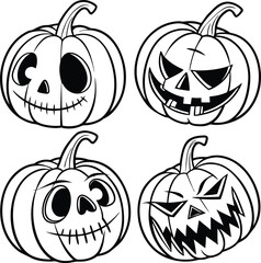 Halloween pumpkin vector illustration with smiling jack-o-lantern face and spooky autumn decoration