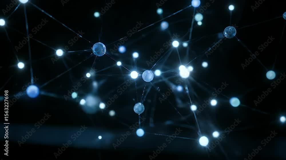 Poster interconnected digital universe: a mesmerizing display of luminous nodes and interconnected lines re