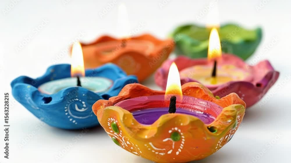 Poster A creative arrangement of bright candles stacked one upon the other, ideal for decorative purposes or use as a visual prop in editorial content