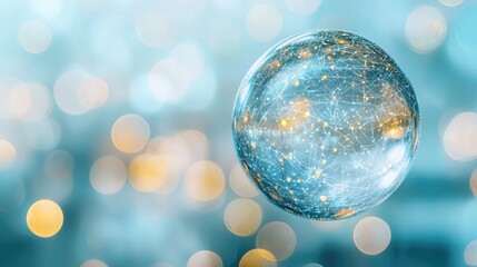 Floating digital bubble abstract technology concept indoor high-speed viewpoint illuminated background