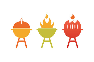 set of Grill icon silhouette vector illustration
