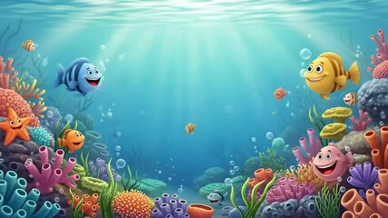 Underwater animated scene with colorful tropical fish and coral reefs, perfect for marine and aquatic themed visuals