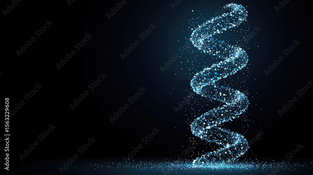 Poster dynamic spiral of sparkling particles digital environment abstract concept high-tech viewpoint