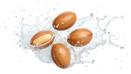 Argan nuts splashing in water PNG Image