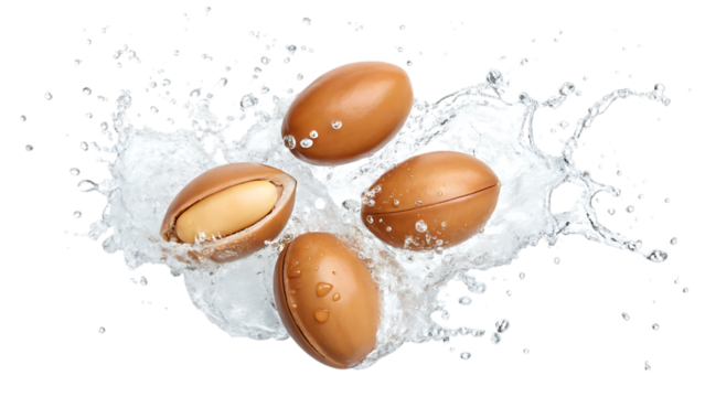Argan nuts splashing in water PNG Image