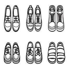 Modern leather shoes clean line art vector graphic