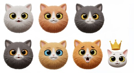 Fototapeta premium Cartoon cat faces collection