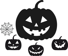 Halloween Silhouette Vector Set Pumpkins, Spiderwebs - Spooky Design Elements
