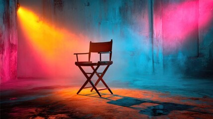 Director's Chair Under Dramatic Studio Lights