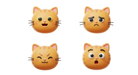 Fototapeta premium Orange cat faces with various expressions