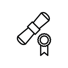 Minimalist Black Graduation Diploma with Award Rosette on White