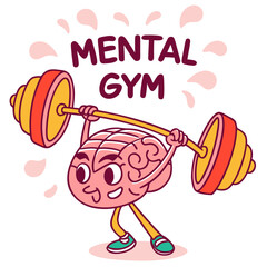 Brain Lifting Weights ‘Mental Gym’ Sticker – Funny Psychology Design for Students, Therapists & Critical Thinkers