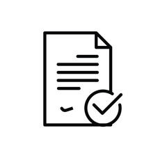 Completed Black Line Document with Checkmark on White Background