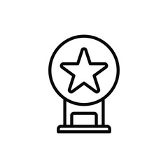 Simple Black Star Trophy Icon Isolated on White Background