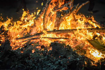 Fire flames on black background, Blaze fire flame texture background, Beautifully, the fire is...