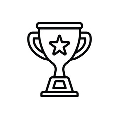 Isolated Black Trophy with Star Icon Symbolizing Victory and Success
