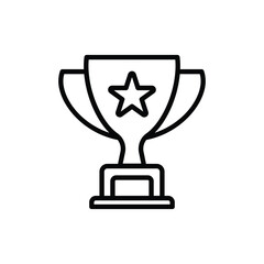 Trophy Black Outline with Star Symbol on White Background