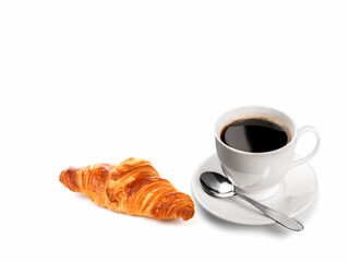 Fresh Croissant and Black Coffee 