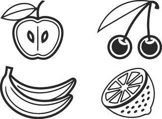 Fruit Collection Design Featuring Citrus Berries Tropical and Orchard Fruits. Colorful Fruit Collection Illustration with Fresh Healthy and Juicy Options. Assorted Fruit Collection Showing Slices