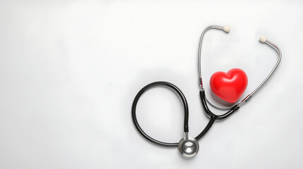 Classic Black Stethoscope and Red Heart Cardiology and Healthcare Symbol