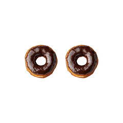  Delicious chocolate donuts with glossy glaze isolated on white background