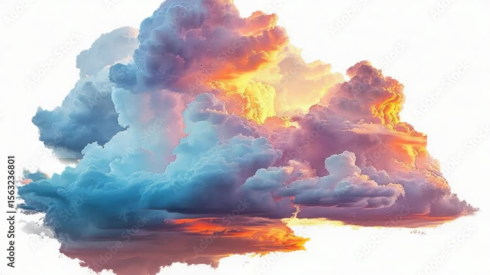 Poster a picture of white clouds floating in a blue sky with no horizon visible