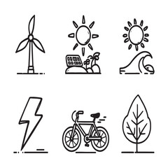 Portable electric generator line art vector illustration