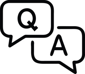 Question and answer outline icon in speech bubble shape for websites