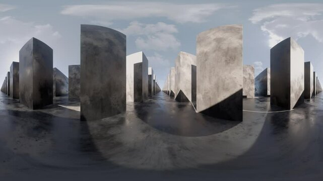 Surreal Abstract Concrete Landscape 360 vr video