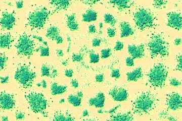Green fantastic pinpoint spots cluster on pale yellow