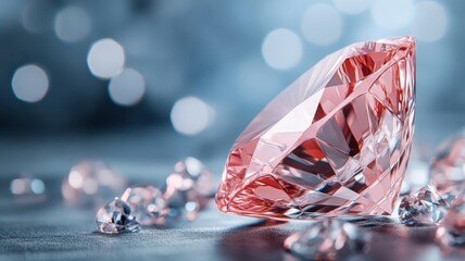 Surreal image of red diamond with distorted and multiplied facets.