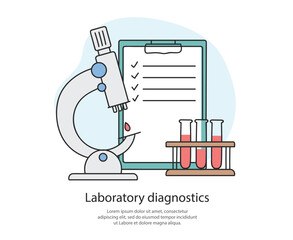 Laboratory diagnostics. Analysis. Hand drawn in doodle style.