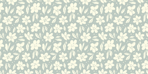 The pattern with leaves and flowers is drawn by hand. vector illustration