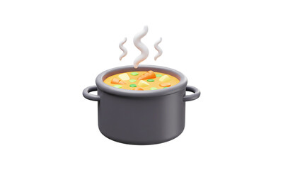 Steaming Culinary Creation: A visual representation of a hot pot of stew, brimming with ingredients and billowing wisps of steam, symbolizing the warmth and aroma of home-cooked cuisine.