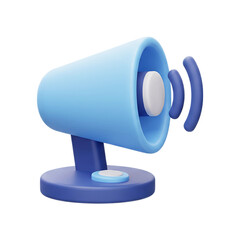 Megaphone Icon: A sleek, blue megaphone, its simple form suggesting clear communication and announcements.
