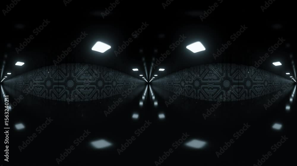 Poster symmetrical corridor with geometric patterns 360 vr video