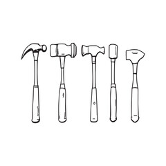 Simple line art drawing of construction hammer