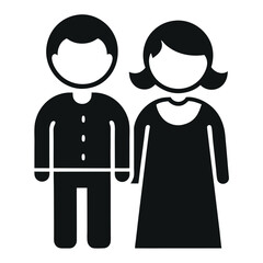 Black and White Icon Depicting Couple Holding Hands in Simple Stylized Form