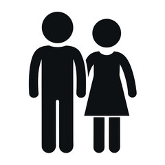 Black and White Icon of a Man and Woman Standing SidebySide Together